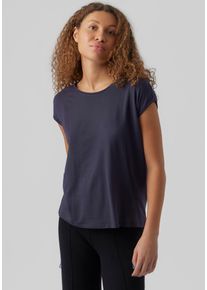 Véro Moda VERO MODA Damen Rundhalsshirt "VMAVA PLAIN SS TOP GAJRS NOOS", blau, modisch, Gr. XXL, unifarben, Jersey, Obermaterial: 95% Lyocell (TENCEL), 5%
