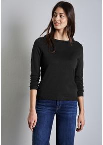 Street One Damen Strickpullover, schwarz, casual, Gr. 44, unifarben, Stoff, 60% Viskose, 40% Baumwolle, Pullover, mit U-Boot-Ausschnitt