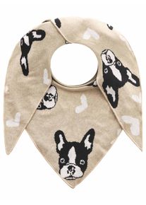 Zwillingsherz Damen Modetuch "Dreieckstuch BW "Herzens Hund"", beige, modisch, Obermaterial: 50% Baumwolle, 50% Polyacryl, Modetücher, mit Hundekopf,
