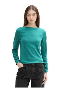 Damen Langarmshirt, grün, casual, Gr. M, Tom Tailor Denim, meliert, Obermaterial: 60% Polyester, 33% Baumwolle, 7% Elasthan, Shirts, mit Raffung an