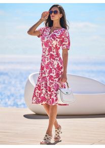 Heine Damen Jerseykleid "Jersey-Kleid", pink, Gr. 48, geblümt, gemustert, mehrfarbig, bedruckt, Jersey, Single Jersey, 95% Viskose, 5% Elasthan,