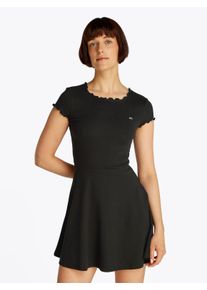 Tommy Jeans Damen Skaterkleid "TJW BABYLOCK F&F DRESS EXT", schwarz, feminin, Gr. XL, unifarben, Jersey, Obermaterial: 95% Baumwolle, 5% Elasthan,