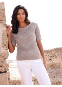 Classic Basics Damen Ajourpullover "Ajour-Pullover", grau, Gr. 40, unifarben, 100% Baumwolle, Pullover