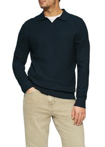 s.Oliver Herren Strickpullover, blau, casual, Gr. S, unifarben, Strick, Obermaterial: 100% Baumwolle, Pullover, mit Polokragen