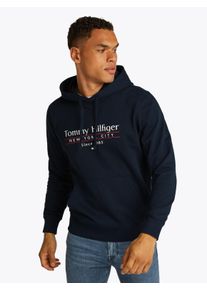 Tommy Hilfiger Herren Hoodie "HILFIGER CENTER STACK HOODY", blau, casual, Gr. S, Sweatware, Obermaterial: 100% Baumwolle, Sweatshirts, mit großem