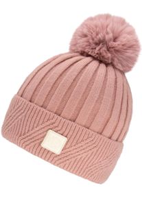 Chillouts Damen Bommelmütze, rosa, modisch, unifarben, Baumwollmischung, Mützen, mit elastischem Bündchen