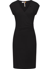 Ragwear Damen Etuikleid "Crupi", schwarz, Basic, Gr. XXL, Material: 95% Viskose, 5% Elasthan, Kleider, figurbetontes Sommerkleid mit Raffung an der