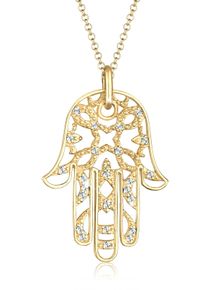 Elli Premium Damen Collierkettchen "Hamsa Hand der Fatima Kristalle 925 Silber", 70,mit Steinen, Silber 925 (Sterlingsilber), L: 70cm, gold, Silber