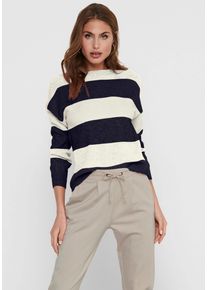 Only Damen Strickpullover "ONLATIA L/S STRIPE PULLOVER KNT NOOS", grau, modisch, Gr. XS, gestreift, Strick, Obermaterial: 50% Viskose, 27% Nylon, 23%