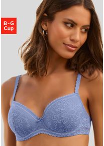Lascana Damen Schalen-BH "Luciana", Gr. 95, lila, Spitze, Obermaterial: 89% Polyamid, 11% Elasthan, feminin, BHs, aus zarter Spitze, Dessous