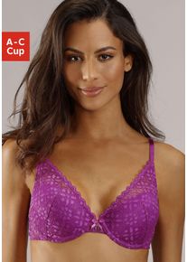 s.Oliver Damen Push-up-BH "Amelie", Gr. 70, lila, Spitze, Obermaterial: 60% Polyamid, 35% Polyester, 5% Elasthan, feminin, BHs, aus floraler,