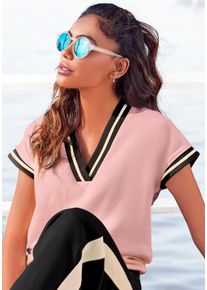 Lascana Damen Pullunder, Gr. 32, rosa, angeraute Sweatware, Obermaterial: 70% Baumwolle, 19% Modal, 11% Polyester, unifarben, casual, Pullover,