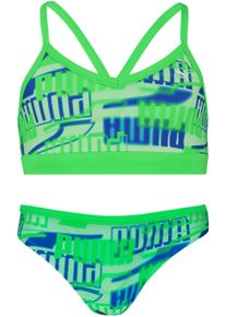 Puma Kinder Bustier-Bikini, grün, modisch, Gr. 164, Polyamid, Elasthan, Bikini-Sets, mit allover Logoprint
