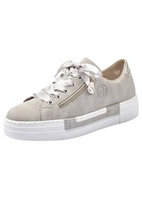 Rieker Damen Plateausneaker, Gr. 41, grau, Nubuklederimitat, sportlich, Schuhe, mit Zier-Reißverschluss, Freizeitschuh, Halbschuh, Schnürschuh
