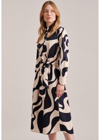Seidensticker Damen Sommerkleid "Schwarze Rose", beige, Gr. 42, bedruckt, 100% Baumwolle, Kleider, Kragen Druck