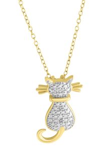 Firetti Damen Kette mit Anhänger "Schmuck Geschenk, Katze", 0,024 ct, Silber 925 (Sterlingsilber)-Diamanten, L: 45cm B: 1mm, silber, Silber 925