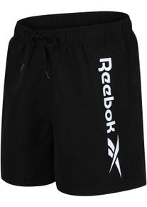 Reebok Herren Badeshorts "Yestin", schwarz, sportlich, Gr. M, unifarben, bedruckt, Microfaser, Polyester, Badehosen, mit elastischem Bund und