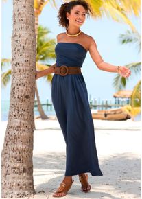 Lascana Damen Maxikleid, blau, modisch, Gr. 42, unifarben, Jersey, Obermaterial: 95% Viskose, 5% Elasthan, Kleider, mit schmalem Oberteil und