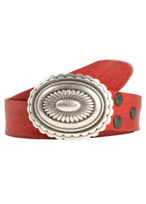 Damen Ledergürtel, rot, casual,modisch, Gr. 95, RETTUNGSRING BY SHOWROOM 019, unifarben, Leder, Gürtel, mit austauschbarer Schließe »Mandala Silber«