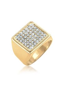 Elli Premium Damen Siegelring "Siegelring Geo Kristalle 925 Silber", 58mm, Silber 925 (Sterlingsilber), 14mm, gold, Silber 925 (Sterlingsilber),