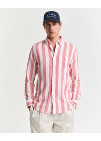 Gant Herren Langarmhemd "REG COTTON LINEN BOLD STRIPE SHIRT", rot, casual, Gr. XXL, gestreift, Web, Obermaterial: 55% Leinen, 45% Baumwolle, Hemden