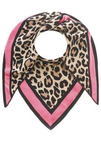Zwillingsherz Damen Modetuch "Dreieckstuch BW "Leo Rand"", beige, modisch, Obermaterial: 50% Baumwolle, 50% Polyacryl, Modetücher, Leo mit pinker