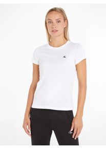 Damen T-Shirt "CK EMBROIDERY SLIM TEE", weiß, Basic, Gr. XXXL, Calvin Klein Jeans, unifarben, bestickt, Jersey, Obermaterial: 100% Baumwolle, Shirts,