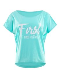 WINSHAPE Damen Oversize-Shirt "MCT002 ultra leicht", grün, Gr. S, 50% Modal, 50% Baumwolle, Shirts, mit weißem Glitzer-Aufdruck