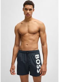 BOSS Herren Badeshorts "Octopus", schwarz, sportlich, Gr. S, unifarben, bedruckt, Web, Obermaterial: 100% Polyacryl, Badehosen, Mit BOSS