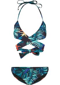 Urban Classics Damen Bügel-Tankini "Urban Classics Damen Ladies Draped Pattern Bikini", schwarz, Gr. S, 85% Polyester, 15% Elasthan, Bikini-Sets