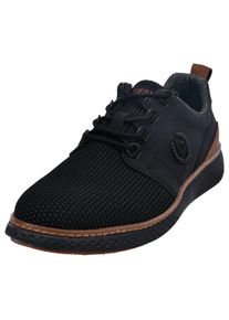 Bugatti Herren Schnürschuh, Gr. 46, schwarz, Textil, Lederimitat, casual, Schuhe, Freizeitschuh, Halbschuh, Schnürer mit Kontrastbesatz an der Ferse