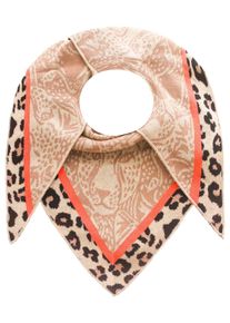 Zwillingsherz Damen Modetuch "Dreieckstuch BW "Angry Leo"", beige, modisch, Obermaterial: 50% Baumwolle, 50% Polyacryl, Modetücher, mit Leo-Kopf und