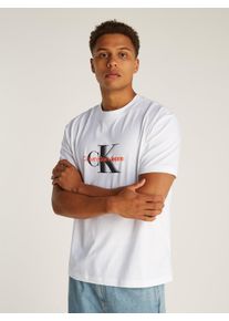 Herren T-Shirt "MONOLOGO SHIFT TEE", weiß, casual, Gr. XXL, Calvin Klein Jeans, unifarben, Jersey, Obermaterial: 100% Baumwolle, Shirts, mit großem