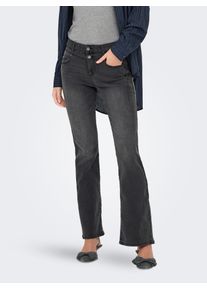 Only Damen Bootcut-Jeans "ONLSARAH VIS BUT MID FLARED DNM BOX", schwarz, modisch, Gr. XS, unifarben, Denim/Jeans, Obermaterial: 70% Baumwolle, 28%