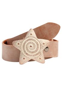 Damen Ledergürtel, beige, casual,modisch, Gr. 90, RETTUNGSRING BY SHOWROOM 019, unifarben, Leder, Gürtel, mit austauschbarer Schließe »Seestern Rosé«