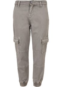 Urban Classics Jungen Cargohose "Urban Classics Herren Boys Washed Cargo Twill Jogging Pants", grau, Gr. 110, unifarben, 98% Baumwolle, 2% Elasthan,