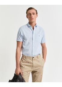 Gant Herren Kurzarmhemd "REG COTTON LINEN SS SHIRT", blau, casual, Gr. S, Web, Obermaterial: 55% Leinen, 45% Baumwolle, Hemden
