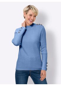 Classic Basics Damen Stehkragenpullover "Stehkragen-Pullover", blau, Gr. 48, unifarben, 100% Polyacryl, Pullover