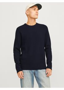 Jack & Jones JACK & JONES Herren Rundhalspullover "JJEPERFECT KNIT CREW NECK SN", blau, modisch, Gr. XS, unifarben, Strick, Obermaterial: 50% Baumwolle, 50%