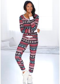 Lascana Damen Pyjama, Gr. 32, rot, Single Jersey, Obermaterial: 95% Baumwolle, 5% Elasthan, gemustert, Homewear-Sets, mit weihnachtlichem Muster