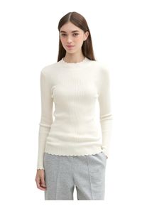 Damen Strickpullover, weiß, casual, Gr. XXL, Tom Tailor Denim, unifarben, Rippstrick, Obermaterial: 70% Viskose, 30% Polyamid, Pullover, mit
