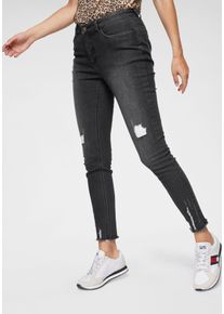 Aniston CASUAL Damen Skinny-fit-Jeans, schwarz, modisch, Gr. 44, Abriebeffekte, Destroyed-Effekte, Denim/Jeans, Web, Obermaterial: 79% Baumwolle, 19%