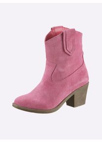 Heine Damen Stiefelette, Gr. 40, pink, Leder, Rindsleder, Veloursleder, modisch, Schuhe
