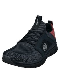 Bugatti Herren Sneaker, Gr. 42, schwarz, Textil, sportlich, Schuhe, Schnürschuh, Halbschuh, Freizeitschuh, Kontrastbesatz an der Ferse