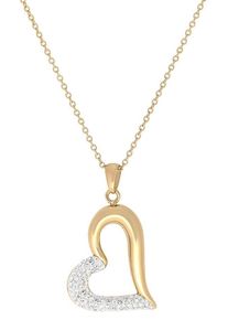 Firetti Damen Herzkette "Schmuck Geschenk funkelndes Herz in asymmetrischer Form, bicolor", Edelstahl, L: 50cm, gelb, Edelstahl, Halsketten, mit