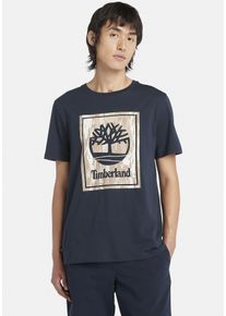 Timberland Herren T-Shirt "STACK LOGO Camo Short Sleeve Tee", blau, casual, Gr. L, bedruckt, Jersey, Obermaterial: 100% Baumwolle, Shirts, in großen