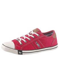 Mustang Shoes Damen Sneaker, Gr. 45, rot, Textil, Lederimitat, sportlich, Schuhe, Freizeitschuh, Halbschuh, Schnürschuh mit Mustang Markenlabel