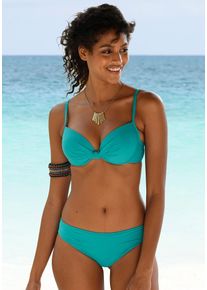 s.Oliver Damen Bügel-Bikini-Top "Spain", blau, Gr. 34, unifarben, Microfaser, Microfaser, Bikini-Oberteile, mit geraffter Mitte