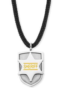 Herzengel Jungen Kette mit Anhänger "Sheriff, HEN-SHERIFF", Edelstahl-Polyester, L: 47cm B: 2mm, gelb, Edelstahl, Polyester, B:2mm, Halsketten, mit