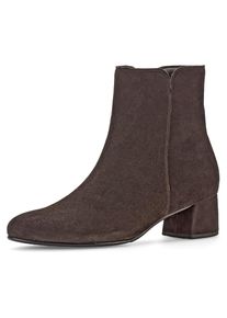 Gabor Damen Stiefelette, Gr. 35, braun, Ziegenveloursleder, unifarben, elegant, Schuhe, Blockabsatz, Businesschuh, Ankleboots mit Best